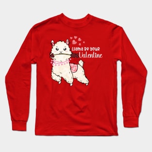 Llama be your Valentine tshirt Long Sleeve T-Shirt